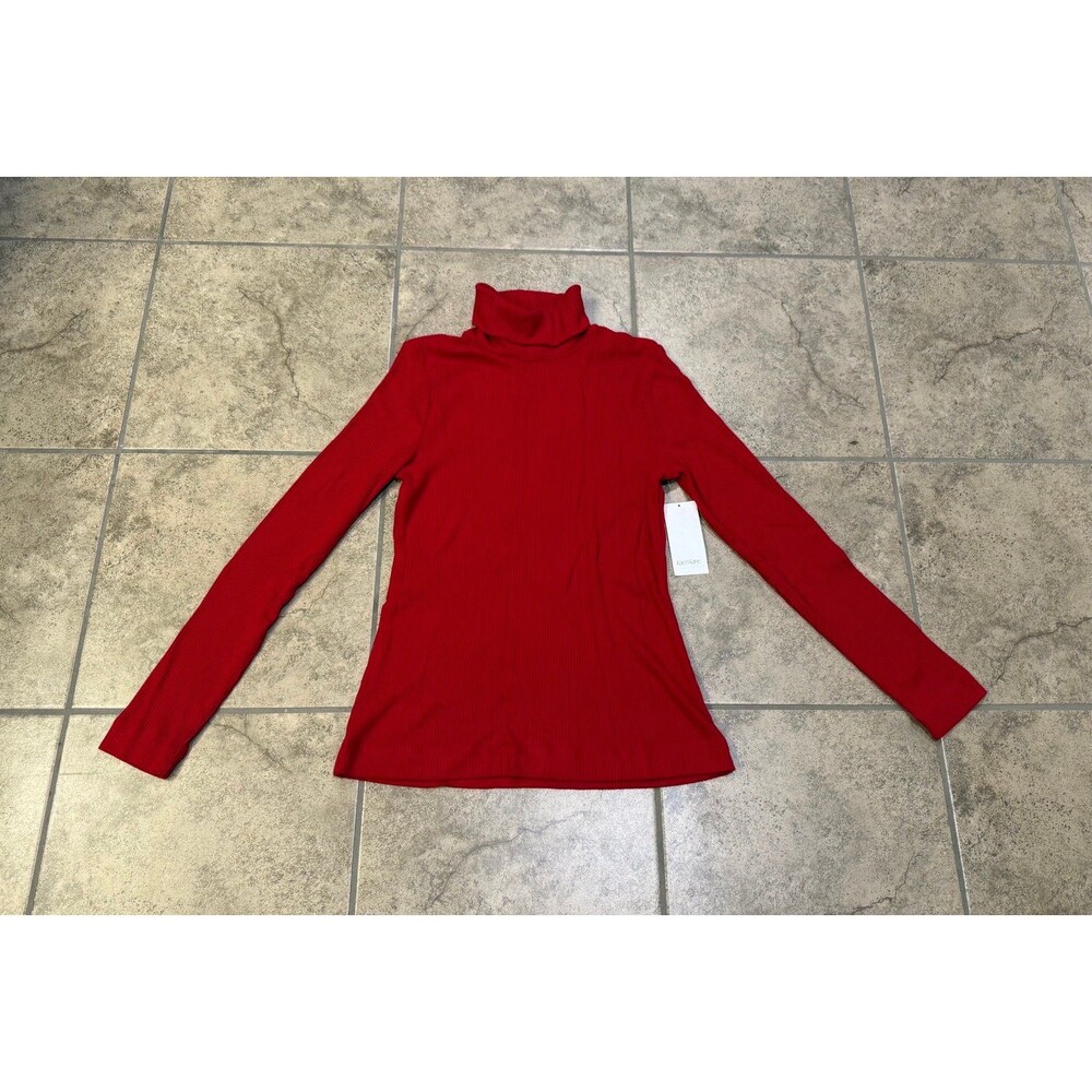 Karen Kane red brushed rib knit turtleneck top in size large nwt